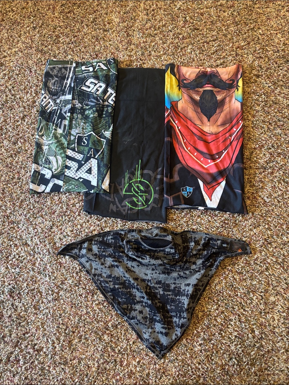 Set of 4 Printed Neck Gaiters - Green, Black, Red, Gray